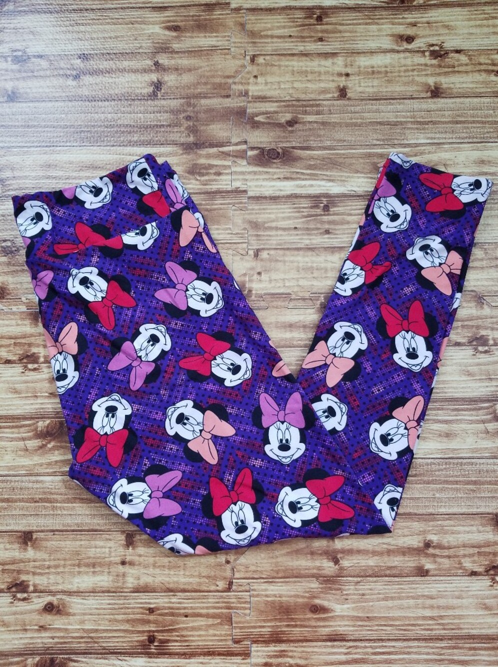 LuLaRoe Disney Minnie Mouse Leggings TC Tall Curvy Purple Pink Soft 12-18